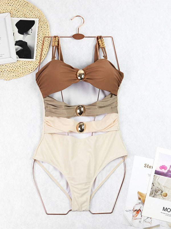 Zara's Color Block Swimsuit and Wrap Skirt Set kakaclo