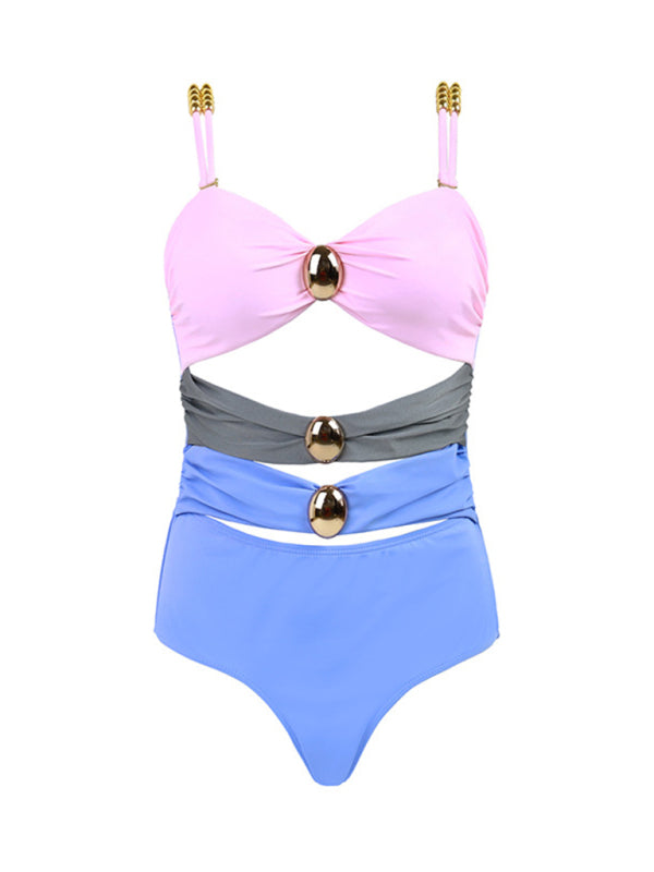 Zara's Color Block Swimsuit and Wrap Skirt Set kakaclo