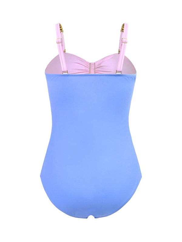Zara's Color Block Swimsuit and Wrap Skirt Set kakaclo