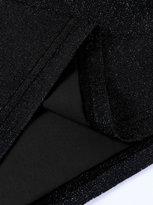 and knitted backless spaghetti strap short hip-covering skirt dress BLUE ZONE PLANET
