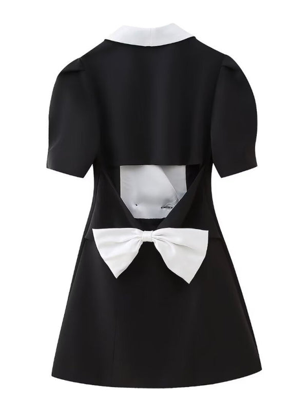 Blue Zone Planet | French Design Suit-style Bow Decorated Mini Dress BLUE ZONE PLANET