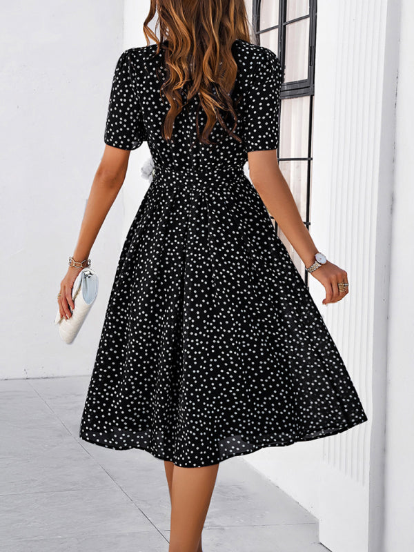 elegant polka dot print strappy dress BLUE ZONE PLANET