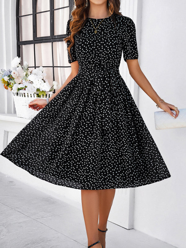 elegant polka dot print strappy dress BLUE ZONE PLANET
