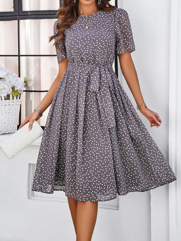 elegant polka dot print strappy dress BLUE ZONE PLANET
