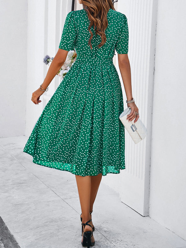 elegant polka dot print strappy dress BLUE ZONE PLANET