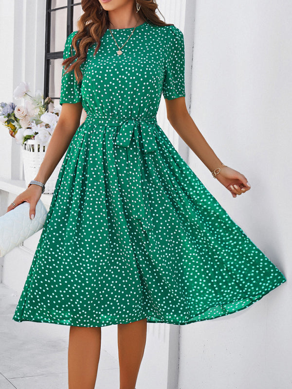 elegant polka dot print strappy dress BLUE ZONE PLANET