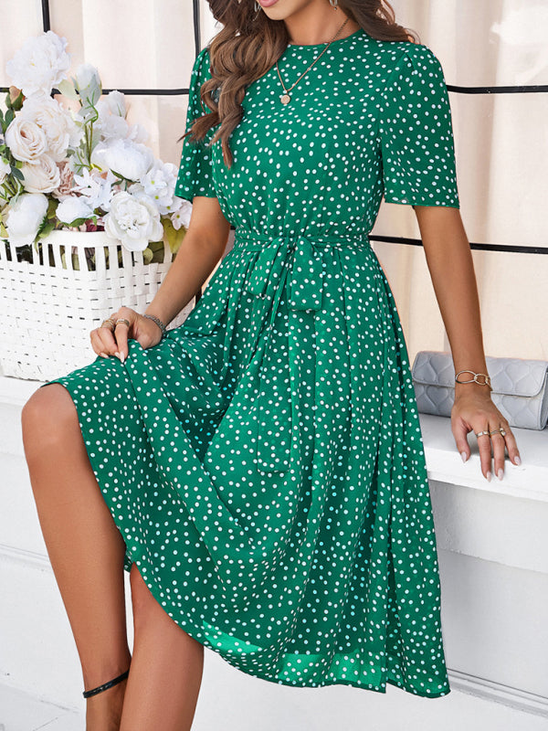 elegant polka dot print strappy dress BLUE ZONE PLANET