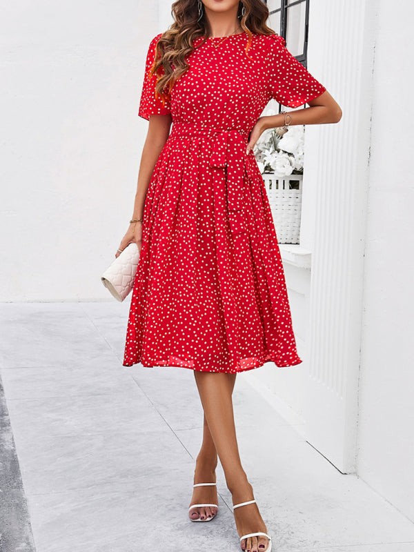 elegant polka dot print strappy dress BLUE ZONE PLANET