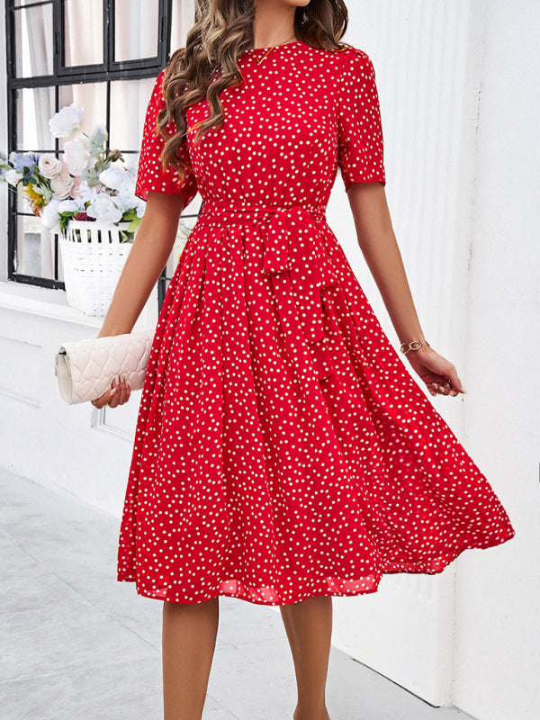 elegant polka dot print strappy dress BLUE ZONE PLANET