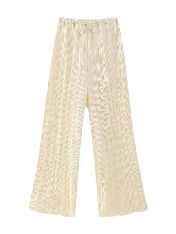 Blue Zone Planet | asymmetrical halterneck top/elastic waist pleated pants BLUE ZONE PLANET