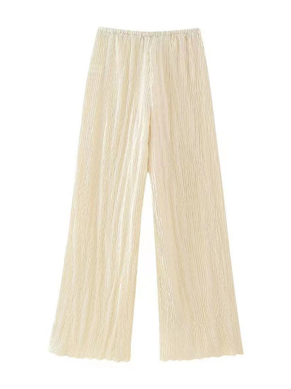 Blue Zone Planet | asymmetrical halterneck top/elastic waist pleated pants BLUE ZONE PLANET
