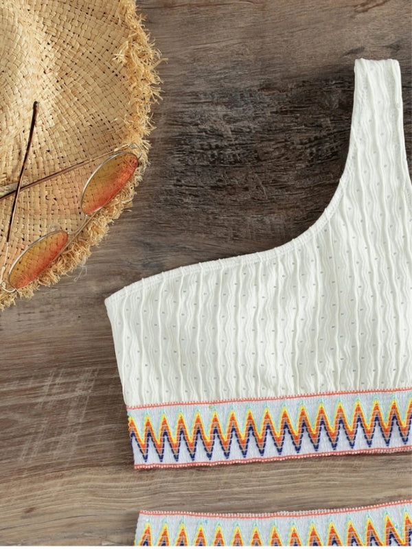 Blue Zone Planet |  split high waist slanted shoulder bikini BLUE ZONE PLANET