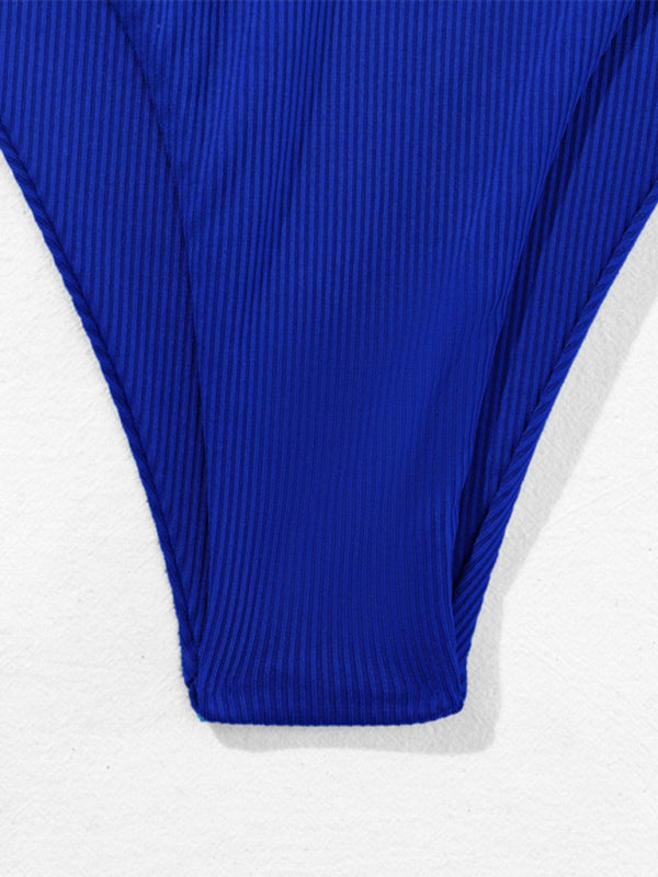 Blue Zone Planet |  split bandeau strap bikini solid color multi-color swimsuit BLUE ZONE PLANET