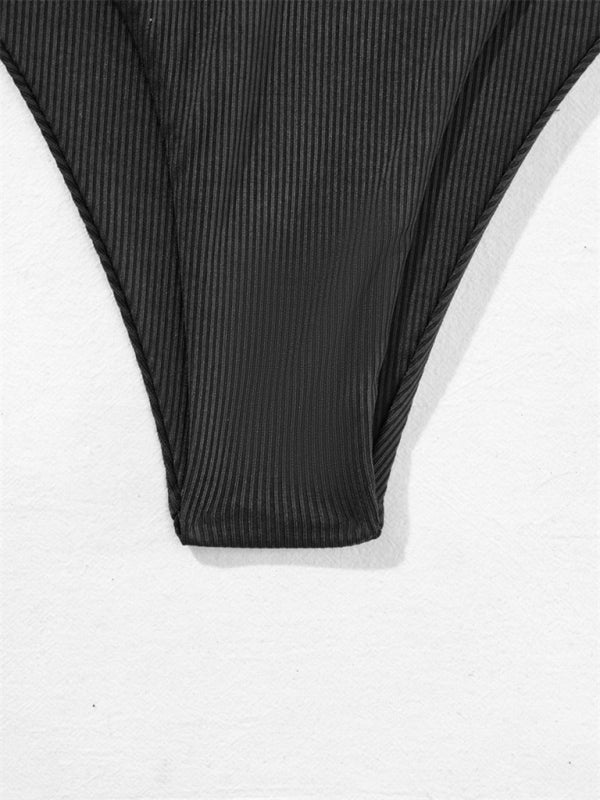 Blue Zone Planet |  split bandeau strap bikini solid color multi-color swimsuit BLUE ZONE PLANET