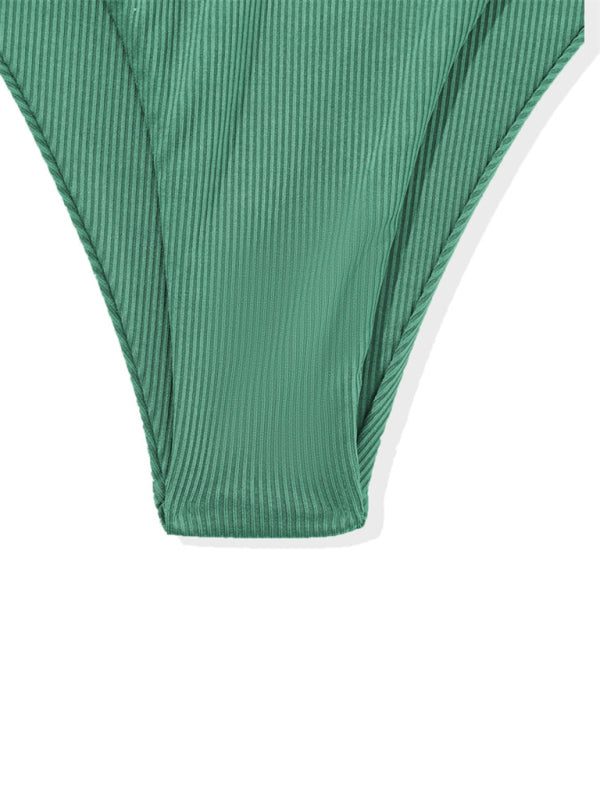 Blue Zone Planet |  split bandeau strap bikini solid color multi-color swimsuit BLUE ZONE PLANET