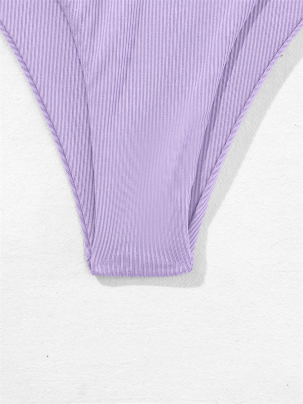 Blue Zone Planet |  split bandeau strap bikini solid color multi-color swimsuit BLUE ZONE PLANET