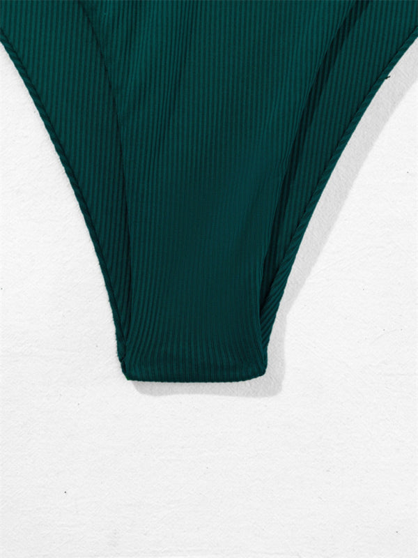 Blue Zone Planet |  split bandeau strap bikini solid color multi-color swimsuit BLUE ZONE PLANET