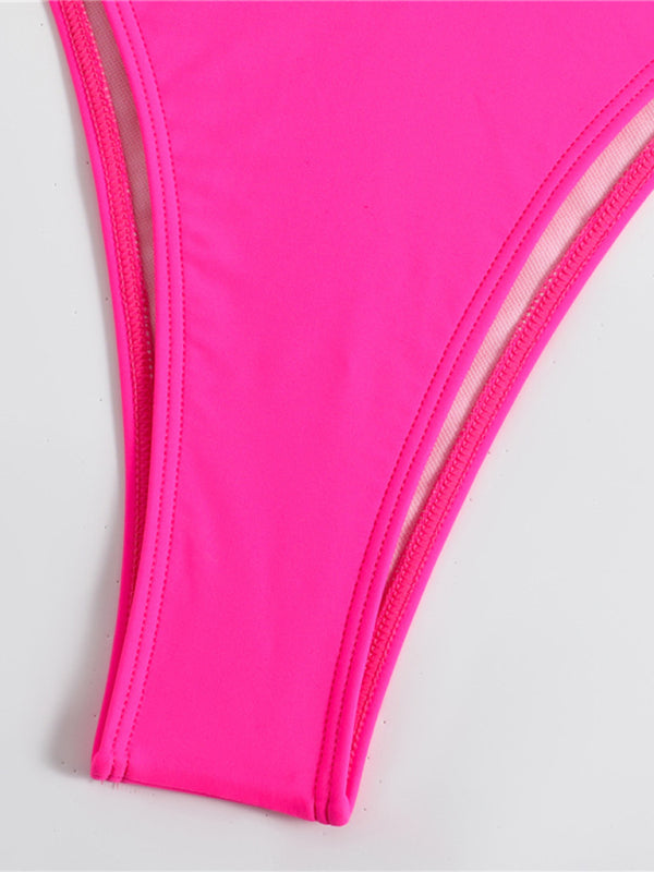 Blue Zone Planet |  Plain color split strap triangle bikini BLUE ZONE PLANET