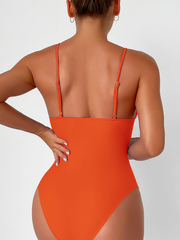 Blue Zone Planet | solid color deep V one-piece swimsuit BLUE ZONE PLANET