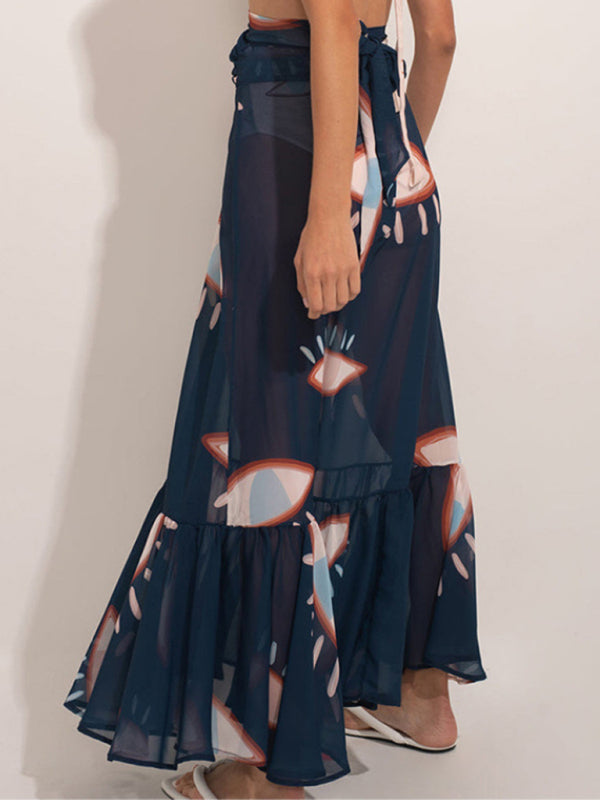 Blue Zone Planet | Vacation eye print beach skirt BLUE ZONE PLANET