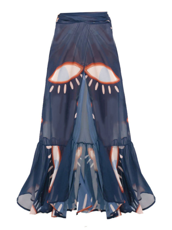 Blue Zone Planet | Vacation eye print beach skirt BLUE ZONE PLANET