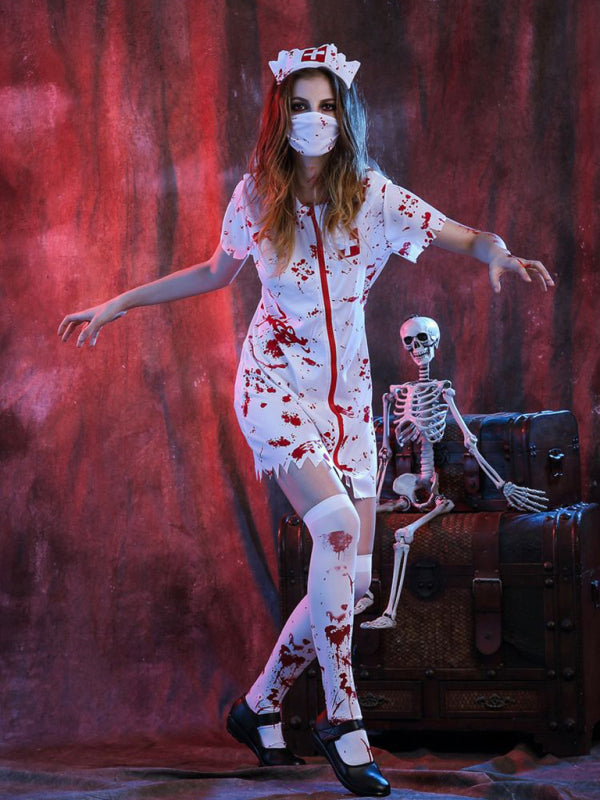 Blue Zone Planet | Halloween Costume Halloween Horror Bloody Nurse Costume kakaclo