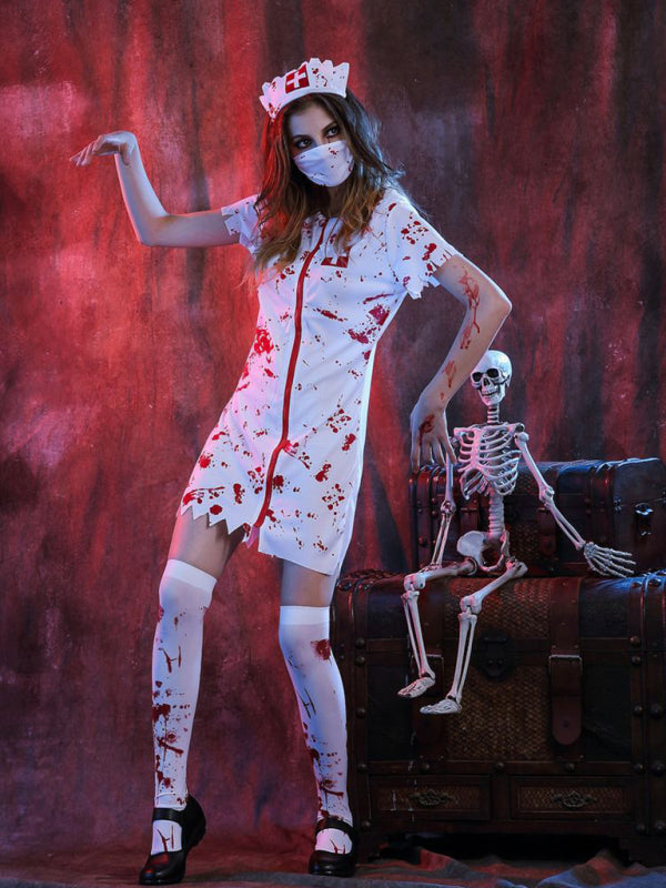 Blue Zone Planet | Halloween Costume Halloween Horror Bloody Nurse Costume kakaclo