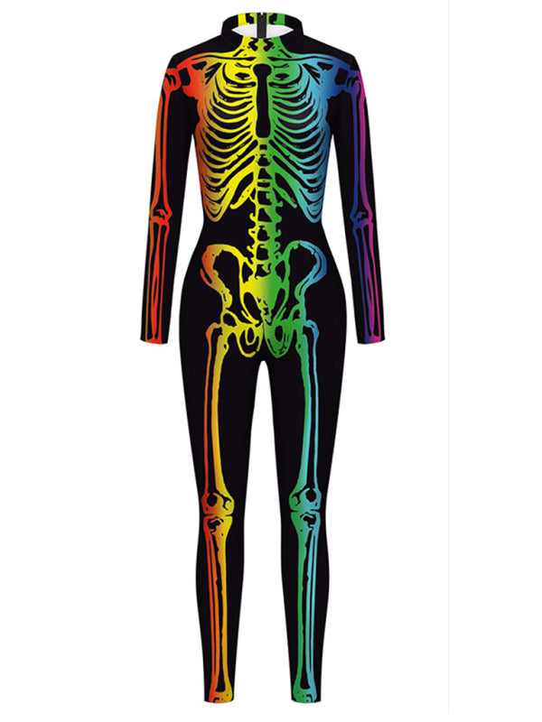 Blue Zone Planet |  Halloween New Product Colorful Human Skeleton Print Carnival Cosplay One Piece kakaclo