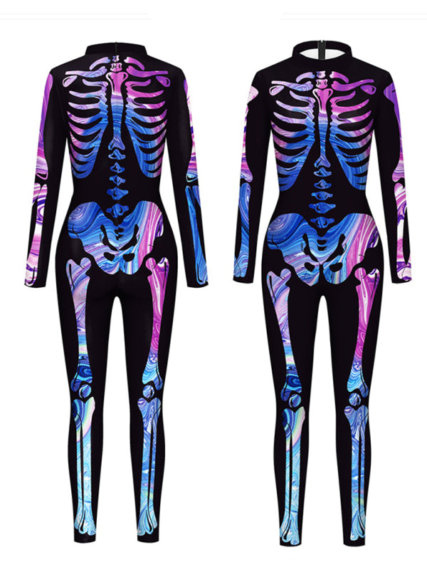 Blue Zone Planet |  Halloween New Product Colorful Human Skeleton Print Carnival Cosplay One Piece kakaclo