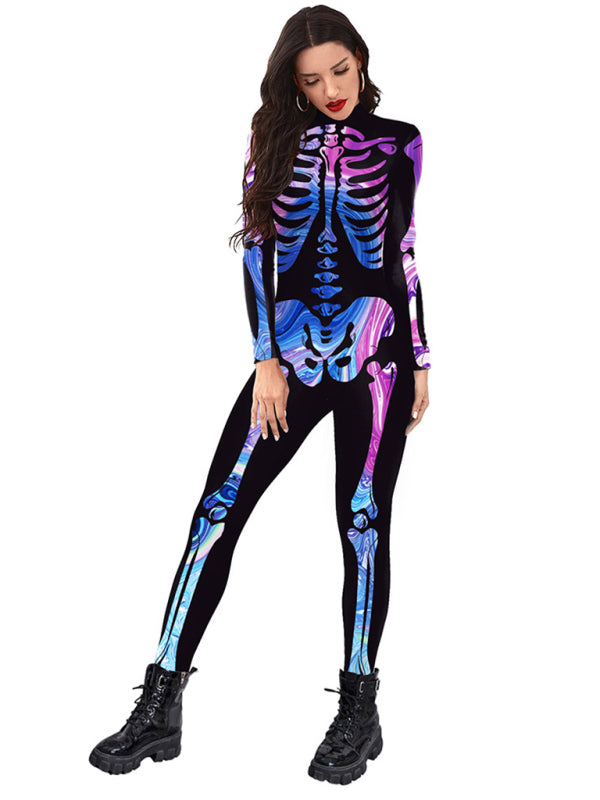 Blue Zone Planet |  Halloween New Product Colorful Human Skeleton Print Carnival Cosplay One Piece kakaclo