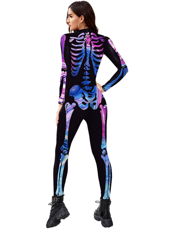 Blue Zone Planet |  Halloween New Product Colorful Human Skeleton Print Carnival Cosplay One Piece kakaclo