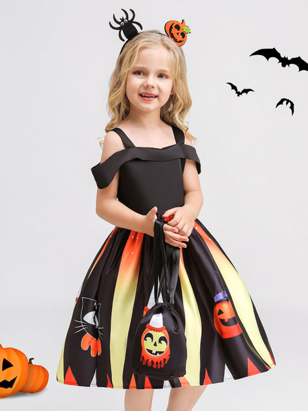 Blue Zone Planet | Halloween children's clothing, girls cosplay witch pumpkin performance dress princess dress kakaclo