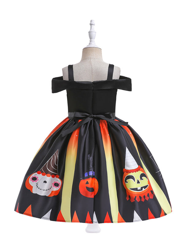 Blue Zone Planet | Halloween children's clothing, girls cosplay witch pumpkin performance dress princess dress kakaclo