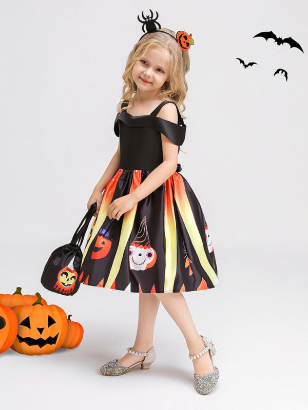 Blue Zone Planet | Halloween children's clothing, girls cosplay witch pumpkin performance dress princess dress kakaclo
