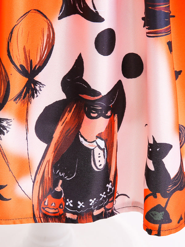 Blue Zone Planet | Halloween children's clothing, girls cosplay witch pumpkin performance dress princess dress kakaclo