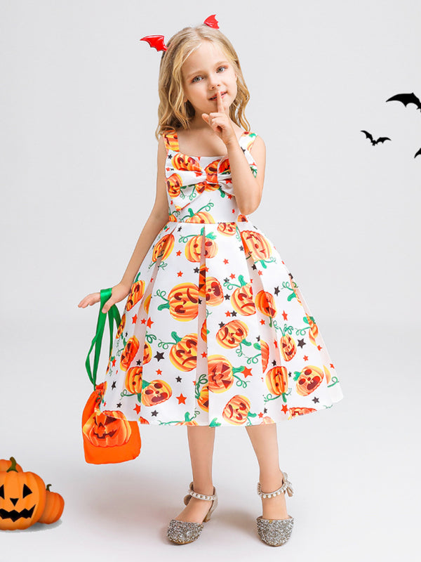 Blue Zone Planet | Halloween children's clothing, girls cosplay witch pumpkin performance dress princess dress kakaclo