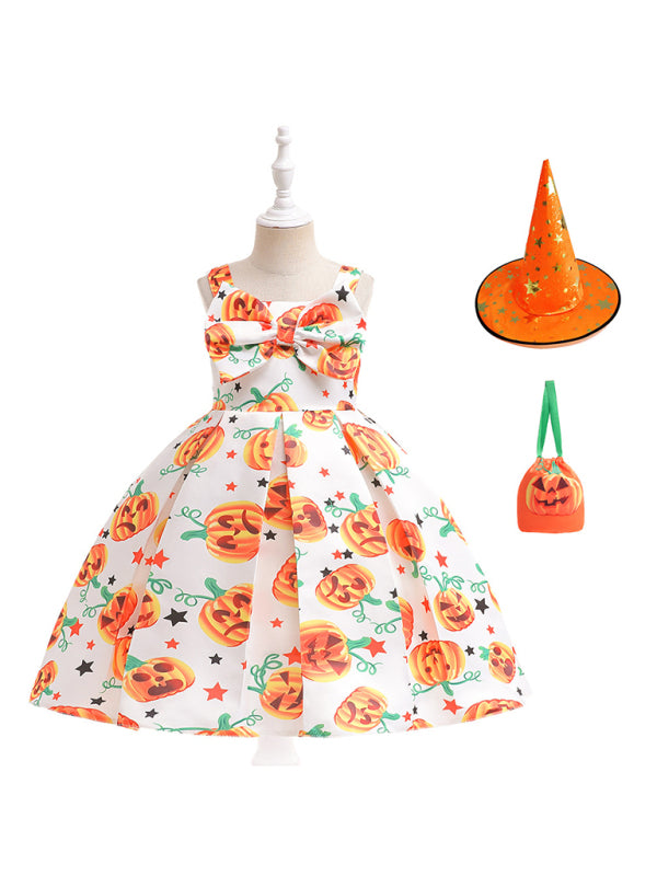 Blue Zone Planet | Halloween children's clothing, girls cosplay witch pumpkin performance dress princess dress kakaclo