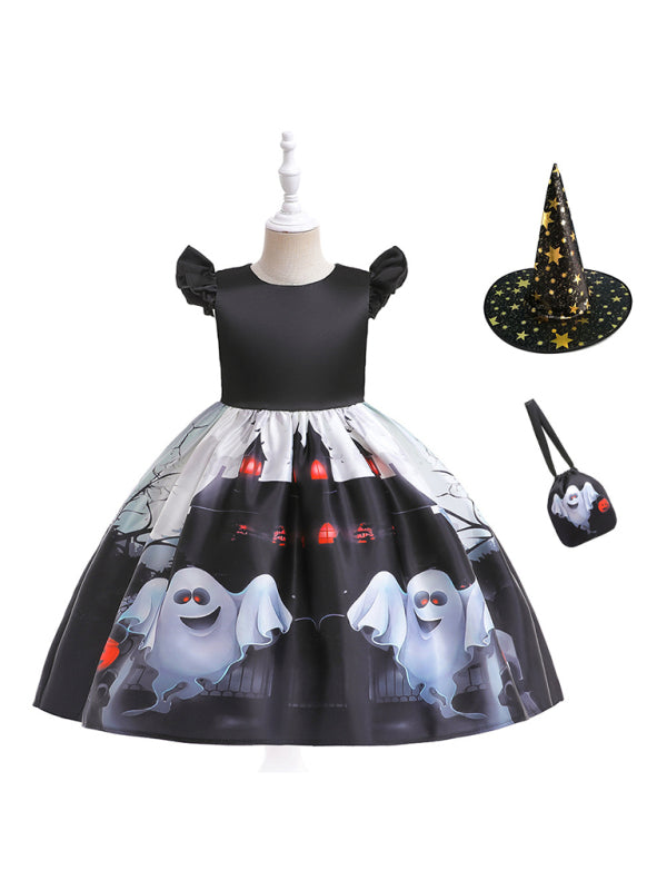 Blue Zone Planet | Halloween children's clothing, girls cosplay witch pumpkin performance dress princess dress kakaclo