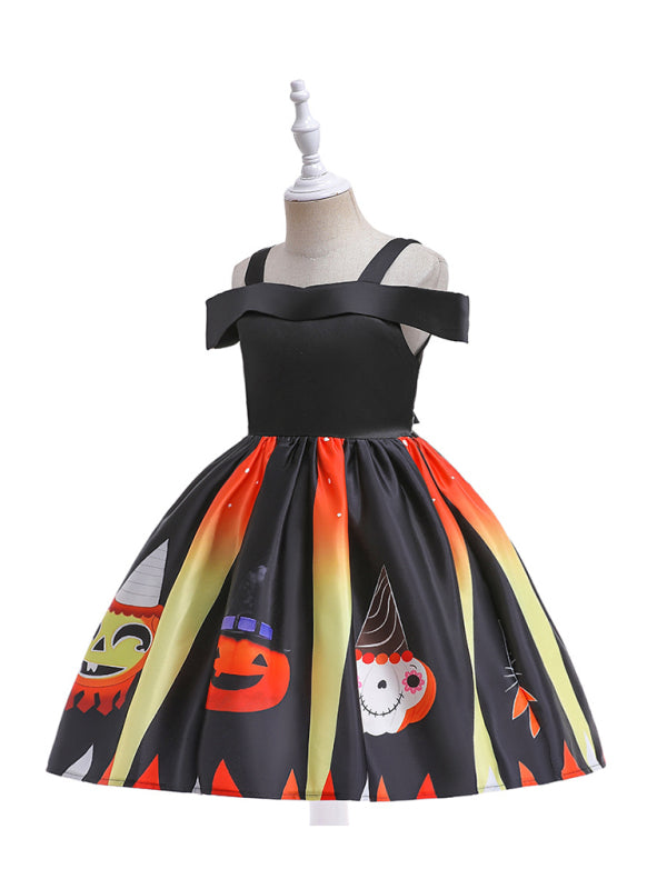 Blue Zone Planet | Halloween children's clothing, girls cosplay witch pumpkin performance dress princess dress kakaclo