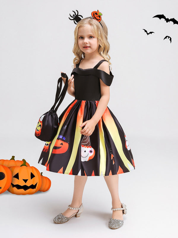 Blue Zone Planet | Halloween children's clothing, girls cosplay witch pumpkin performance dress princess dress kakaclo