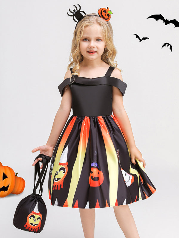 Blue Zone Planet | Halloween children's clothing, girls cosplay witch pumpkin performance dress princess dress kakaclo
