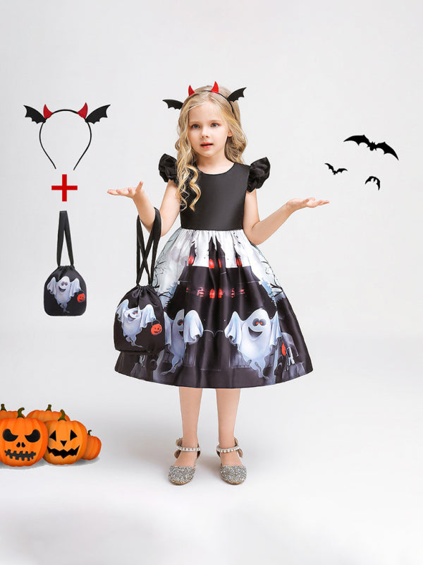Blue Zone Planet | Halloween children's clothing, girls cosplay witch pumpkin performance dress princess dress kakaclo