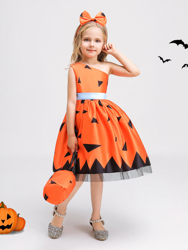 Blue Zone Planet | Halloween children's clothing, girls cosplay witch pumpkin performance dress princess dress kakaclo