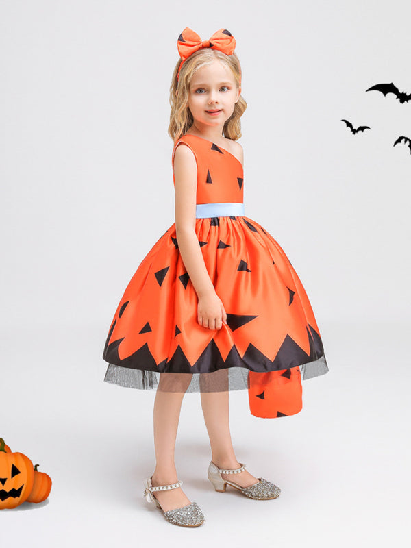 Blue Zone Planet | Halloween children's clothing, girls cosplay witch pumpkin performance dress princess dress kakaclo