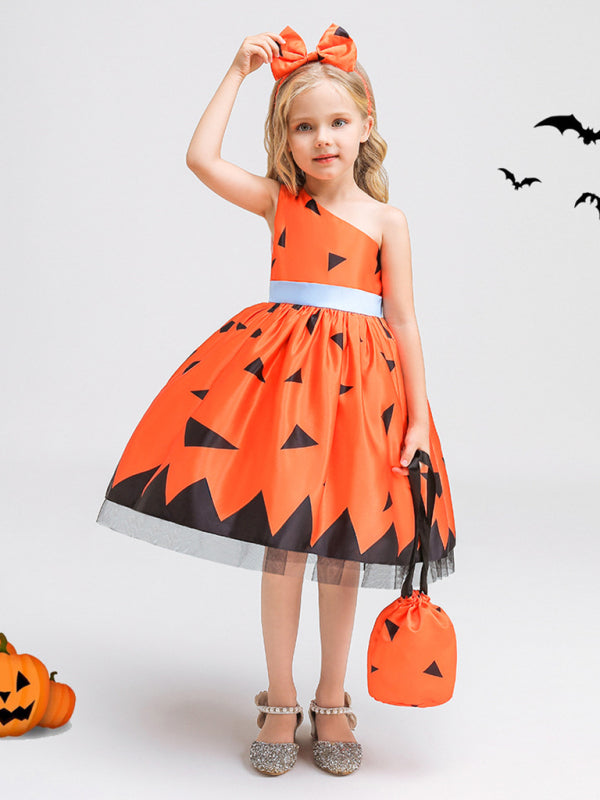 Blue Zone Planet | Halloween children's clothing, girls cosplay witch pumpkin performance dress princess dress kakaclo