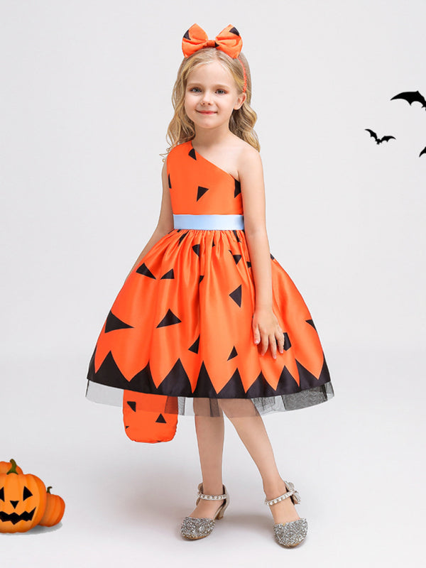 Blue Zone Planet | Halloween children's clothing, girls cosplay witch pumpkin performance dress princess dress kakaclo