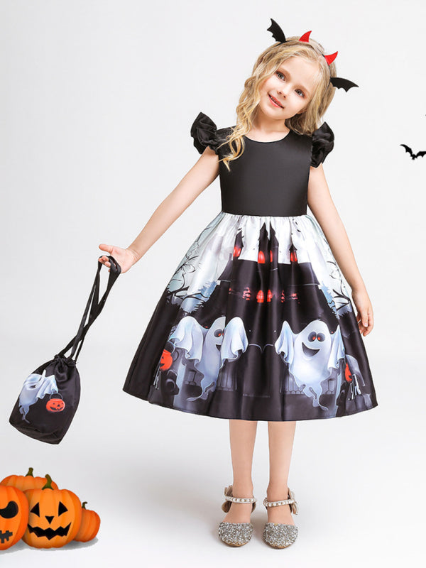 Blue Zone Planet | Halloween children's clothing, girls cosplay witch pumpkin performance dress princess dress kakaclo