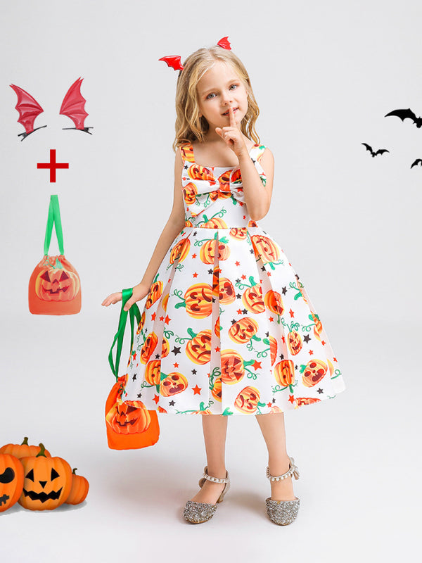 Blue Zone Planet | Halloween children's clothing, girls cosplay witch pumpkin performance dress princess dress kakaclo