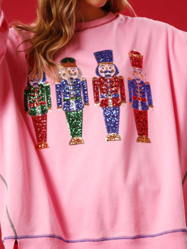 Christmas clothing women's Christmas sequined sweatshirt BLUE ZONE PLANET
