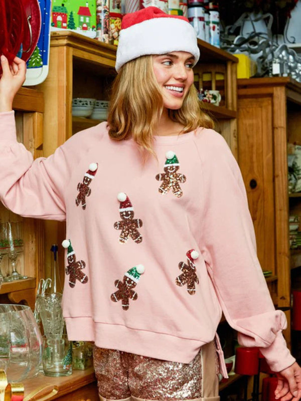 Christmas clothing women's Christmas sequined sweatshirt BLUE ZONE PLANET